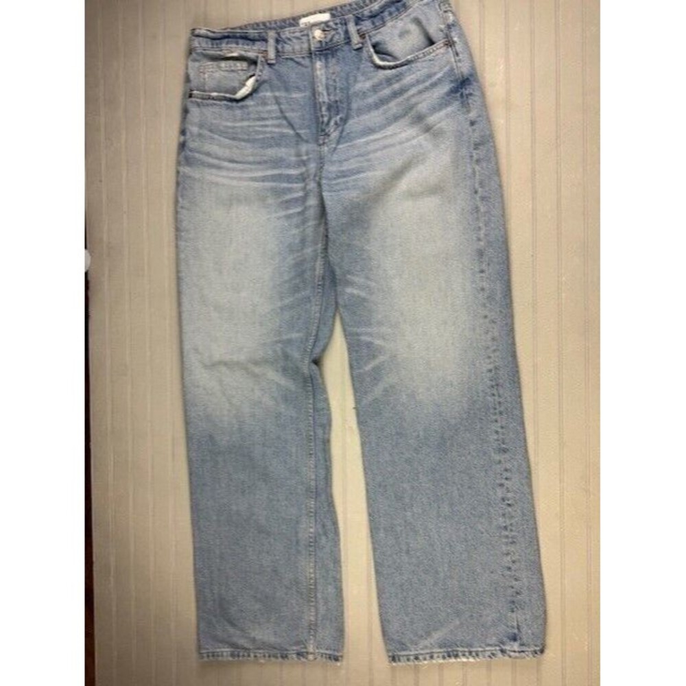 Zara Size 10 Womens Jeans Baggy Wide Leg High Rise Light Wash